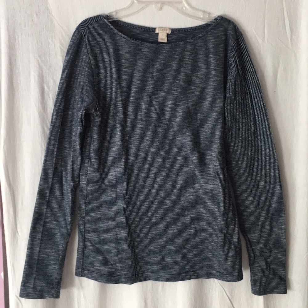 Navy J. Crew Long Sleeve T-Shirt w/ white stripes